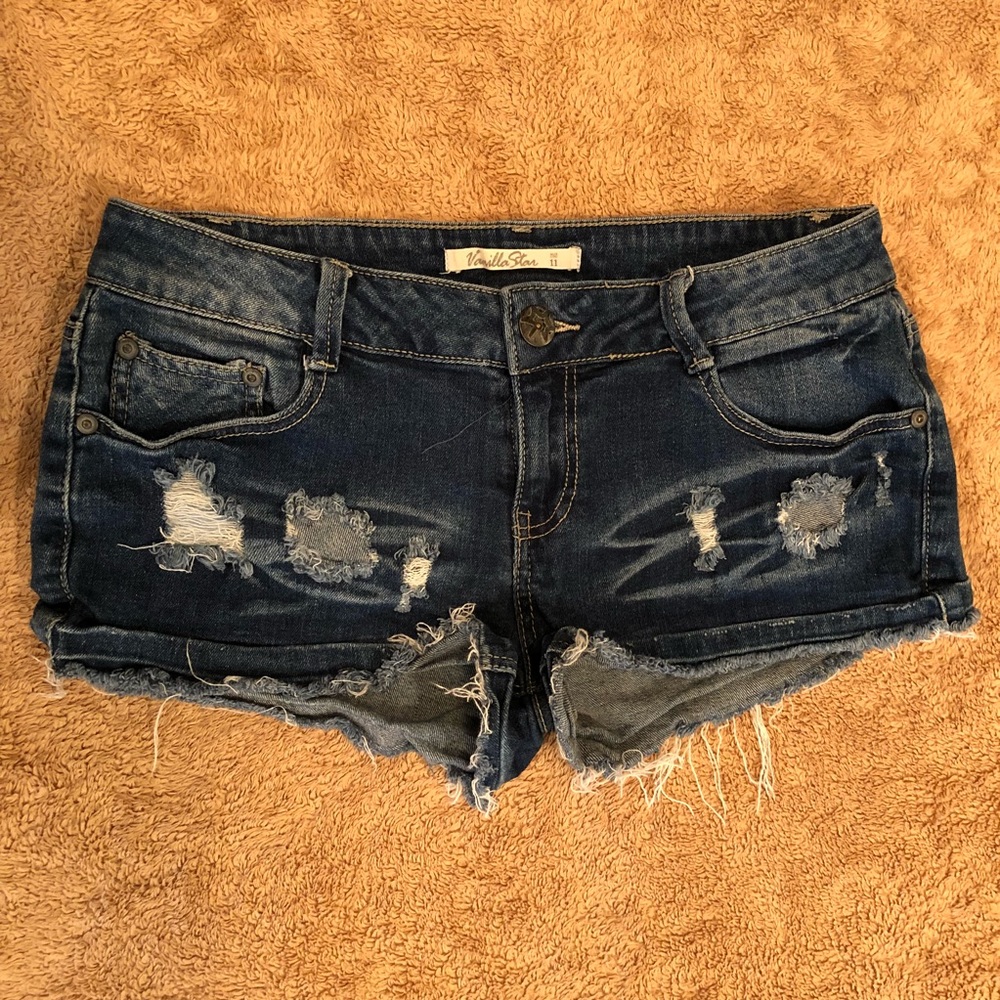 Perfectly Distressed jean shorts.